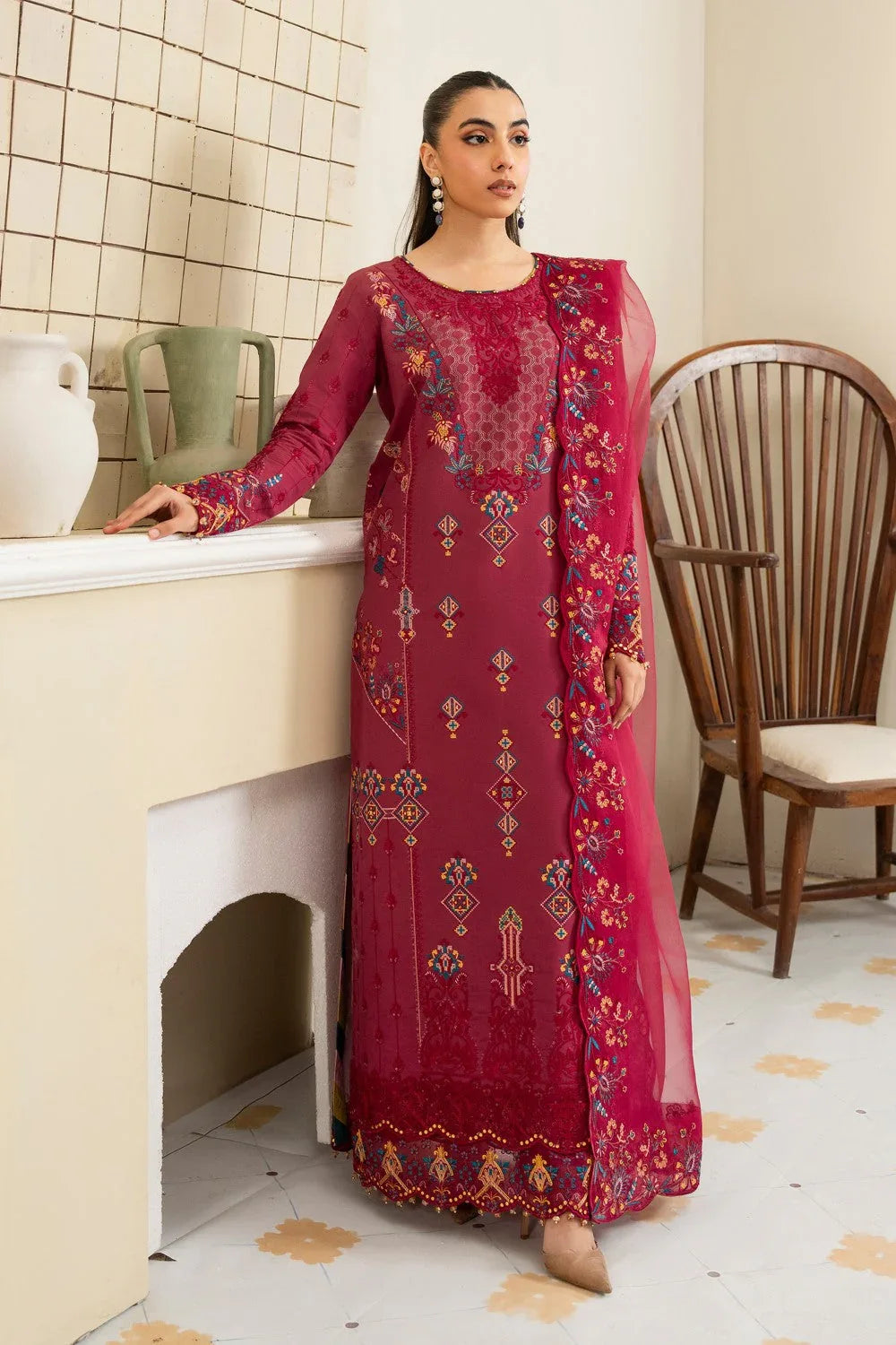 Maryum N Maria | Luxury Lawn 25 | AFINA - MS50108 - Rang-e-Khaas