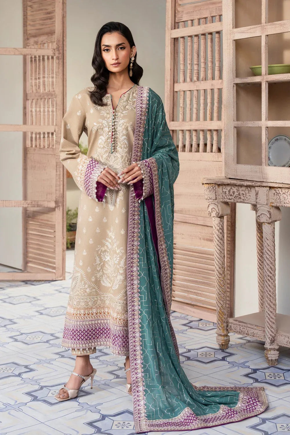 Maryum N Maria | Luxury Lawn 25 | ASHA - MS50113 - Rang-e-Khaas