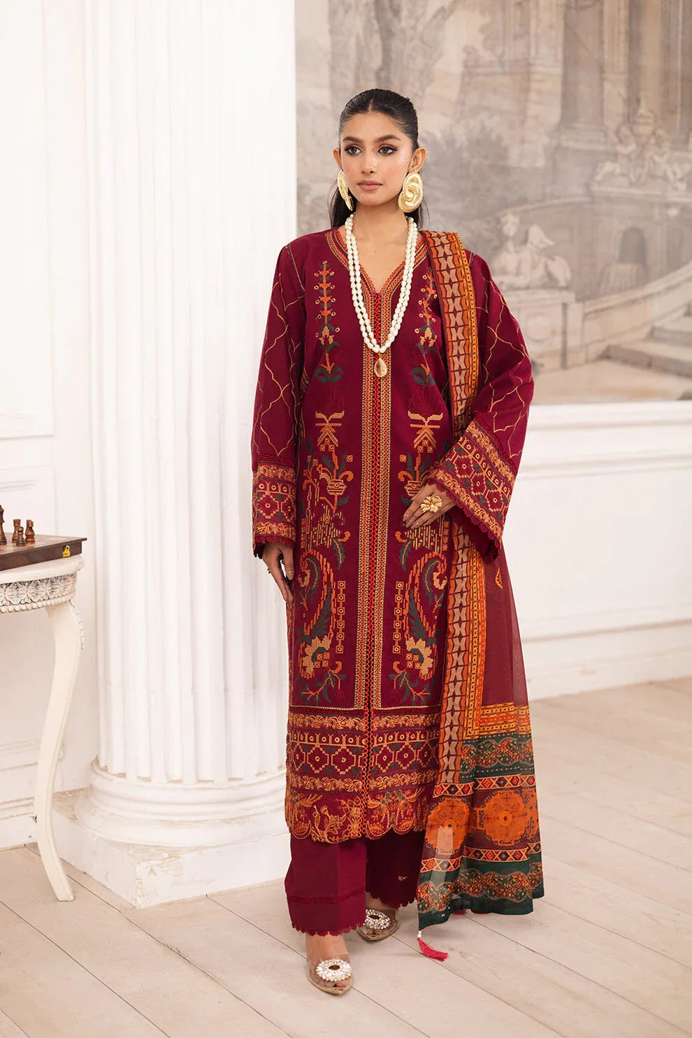 Maryum N Maria | Mira Luxury Lawn | SAHAR - FS50114 - Rang-e-Khaas