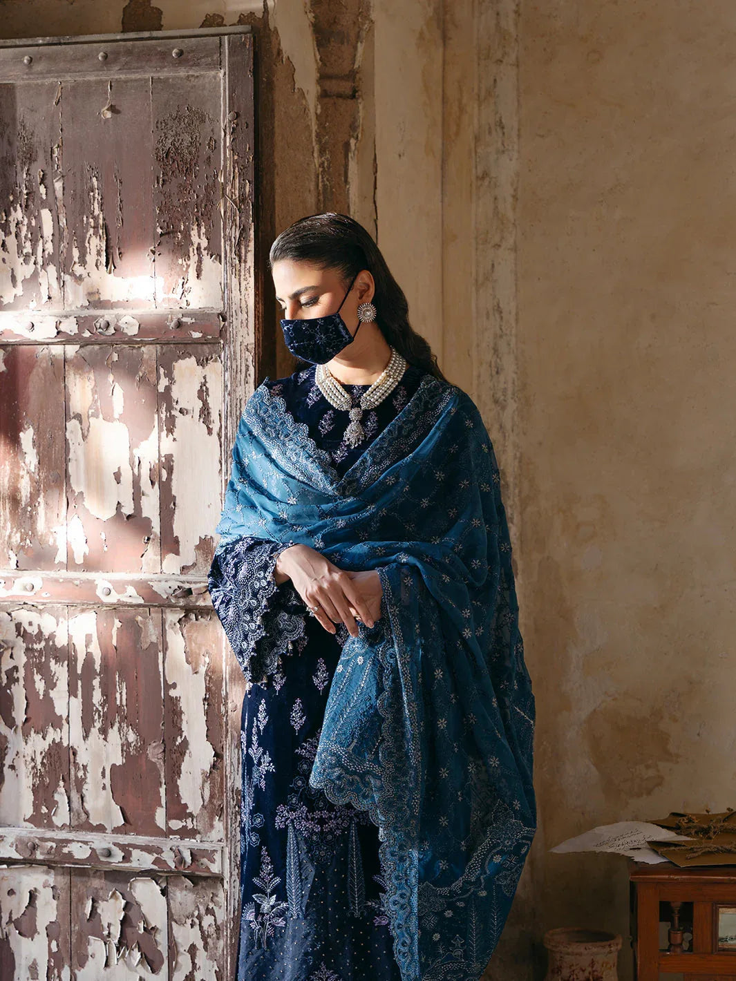 Flossie | Siara Velvet Formals | V-105 - B - Rang-e-Khaas