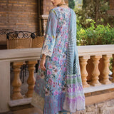 Elaf Premium Print Chikankari Lawn Unstitched 3Pc Suit ECT-03A OCEAN BLUE
