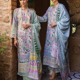 Elaf Premium Print Chikankari Lawn Unstitched 3Pc Suit ECT-03B OAK MIST