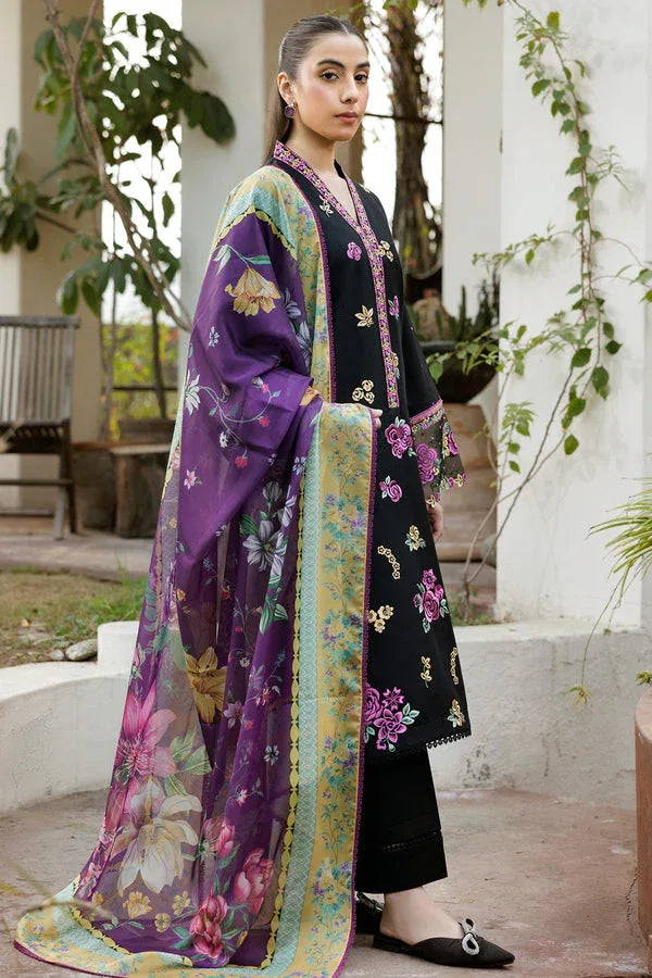 Farasha | Summer Weaves Embroidered Lawn | Raven Dusk - Rang-e-Khaas