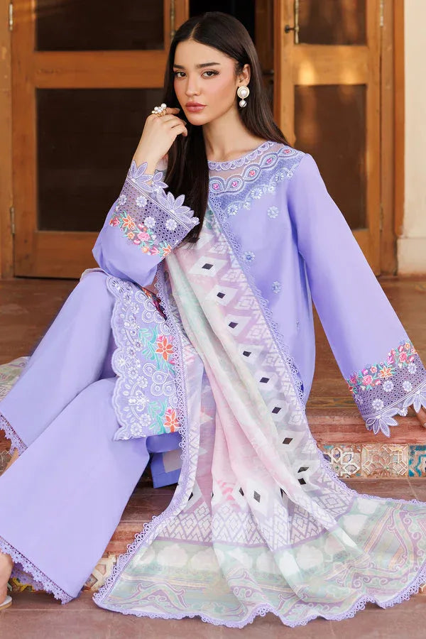 Farasha | Summer Weaves Embroidered Lawn | Lavender Dew - Rang-e-Khaas