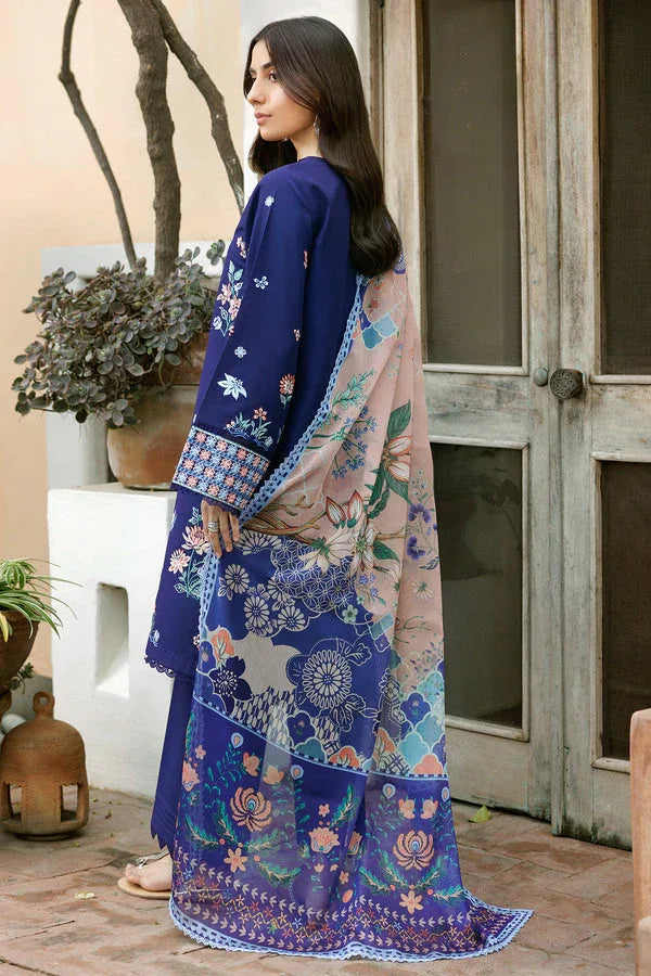 Farasha | Summer Weaves Embroidered Lawn | Indigo Glow - Rang-e-Khaas