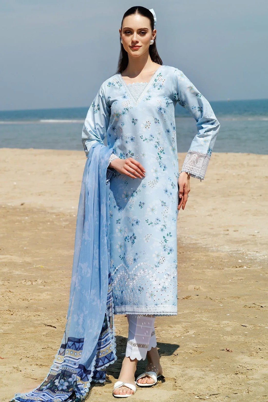 Farasha | Printed Essentials | Moonlit Blue - Rang-e-Khaas