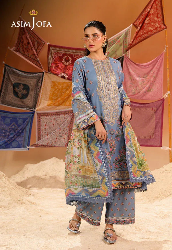 Asim Jofa | Summer Rhapsody |  AJUBU-11 Printed Embroidered Lawn - Rang-e-Khaas