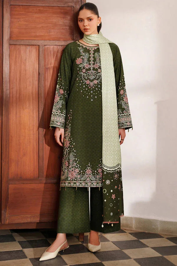 Farasha | Meline Premium Viscose 25 | Olive Drape - Rang-e-Khaas