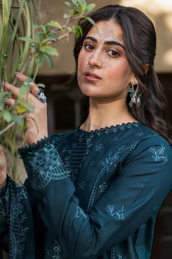 Farasha | Summer Weaves Embroidered Lawn | Teal Serenity - Rang-e-Khaas