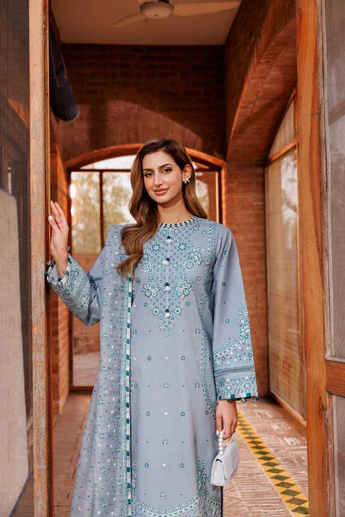 Farasha | Dastoor Embroidered Lawn SS24 | BERYL GREY - Rang-e-Khaas