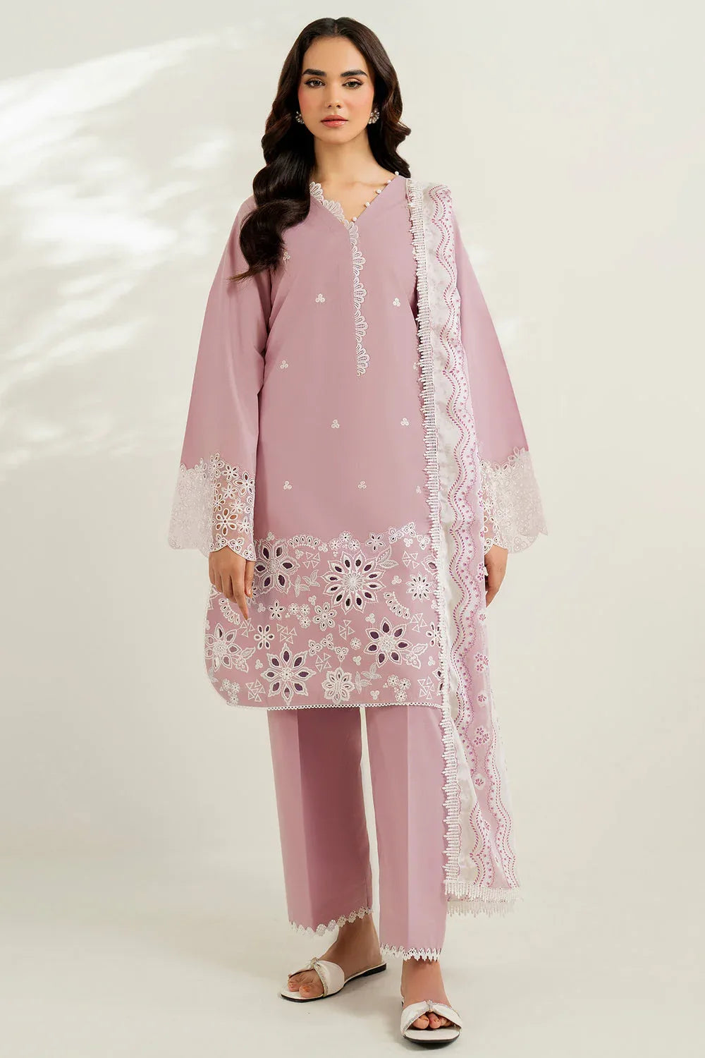 Farasha | Thread Lines Embroidered | Hazel Drape - Rang-e-Khaas