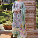Elaf Premium Print Chikankari Lawn Unstitched 3Pc Suit ECT-03B OAK MIST