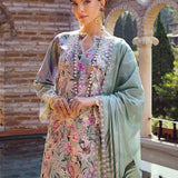 Elaf Premium Print Chikankari Lawn Unstitched 3Pc Suit ECT-03B OAK MIST