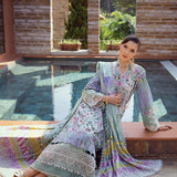 Elaf Premium Print Chikankari Lawn Unstitched 3Pc Suit ECT-03B OAK MIST