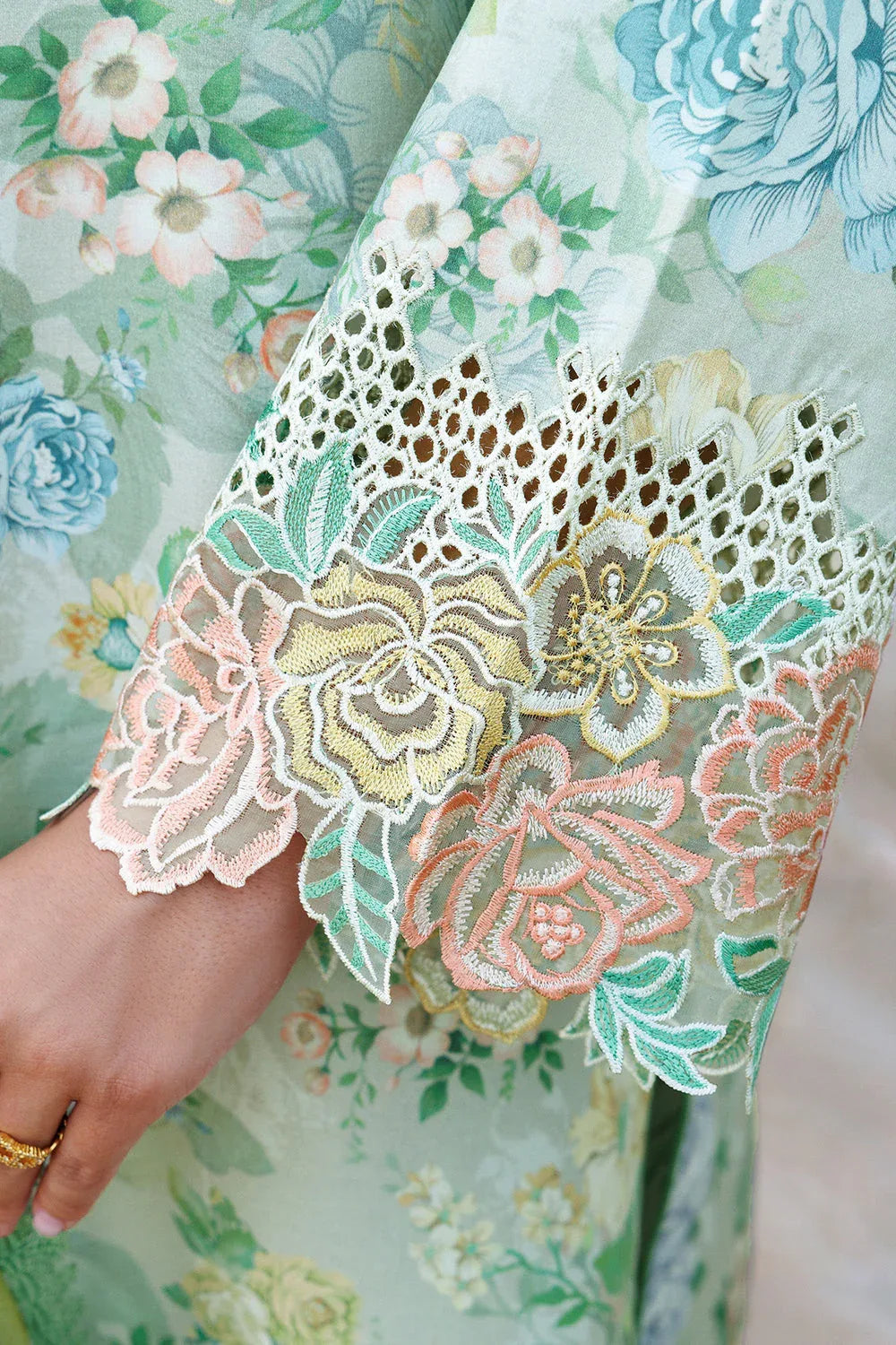 Farasha | Printed Essentials | Mint Bloom - Rang-e-Khaas