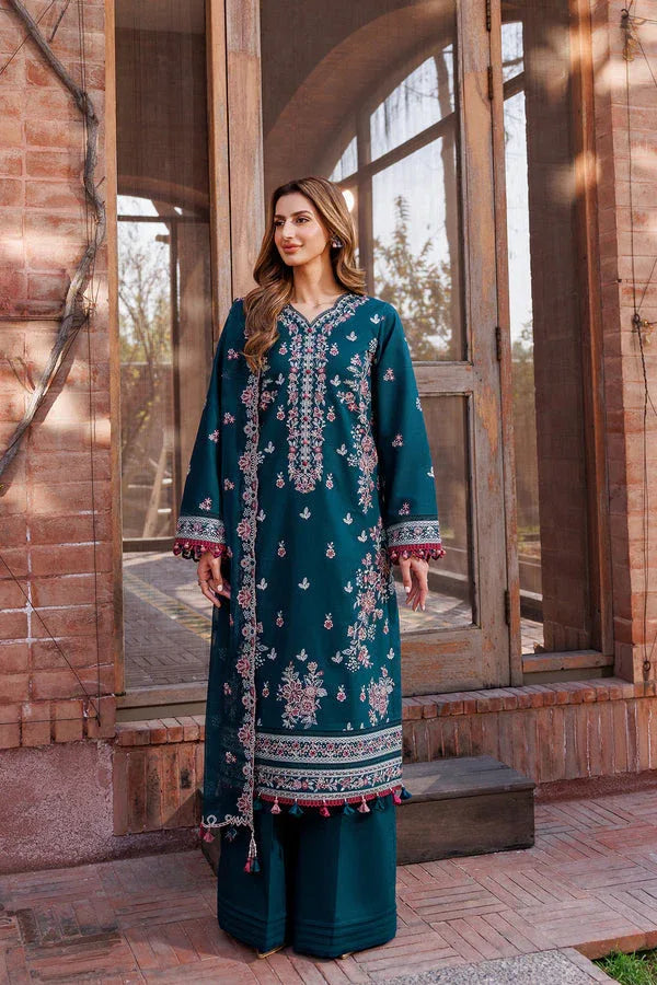 Farasha | Dastoor Embroidered Lawn SS24 | EMERALD CHARM - Rang-e-Khaas