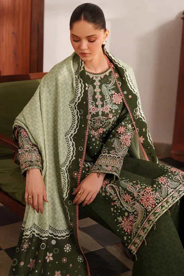 Farasha | Meline Premium Viscose 25 | Olive Drape - Rang-e-Khaas