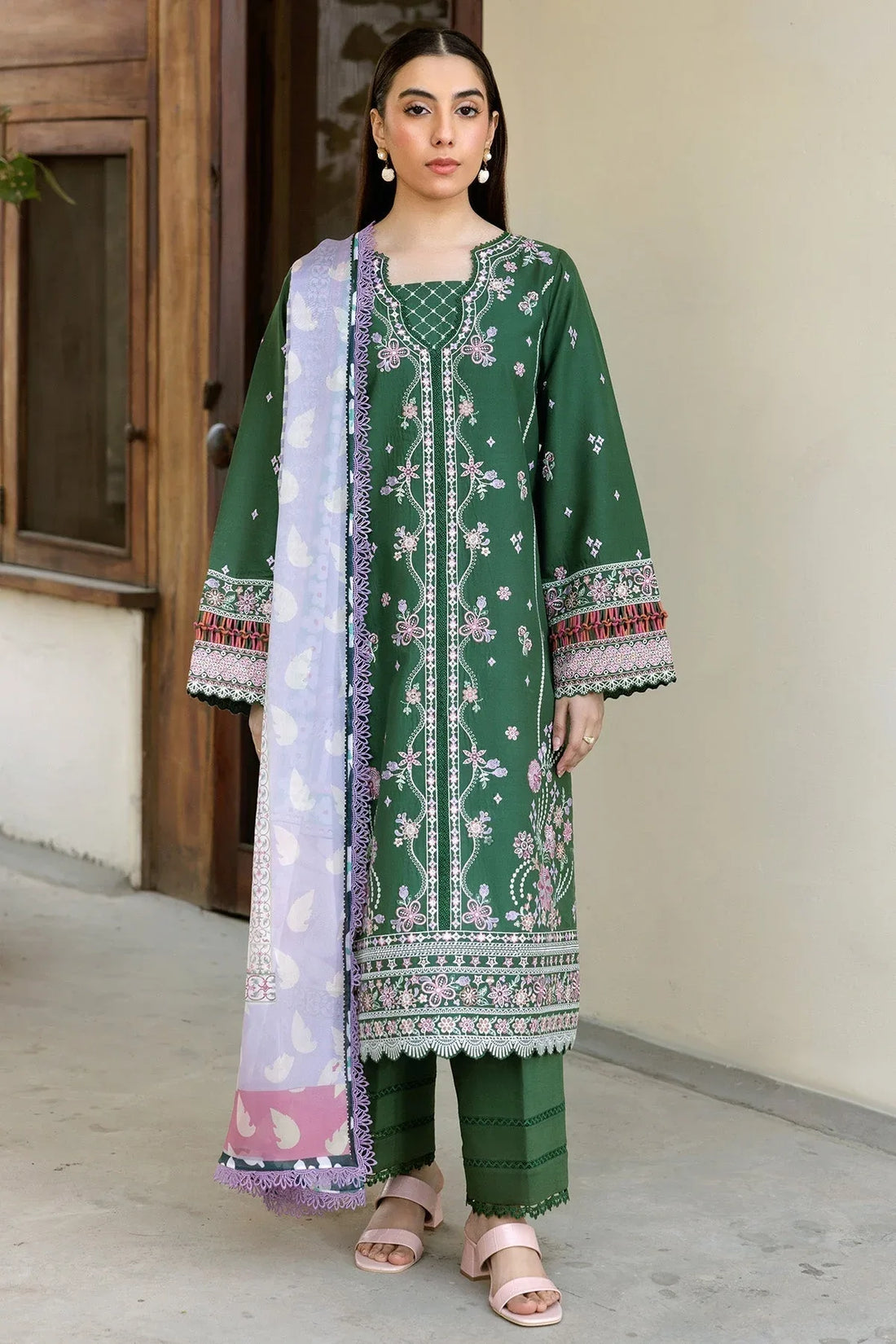 Farasha | Summer Weaves Embroidered Lawn | Emerald Eclips - Rang-e-Khaas