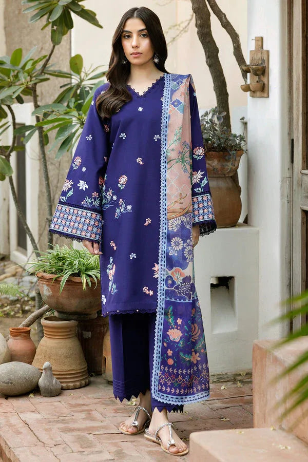 Farasha | Summer Weaves Embroidered Lawn | Indigo Glow - Rang-e-Khaas
