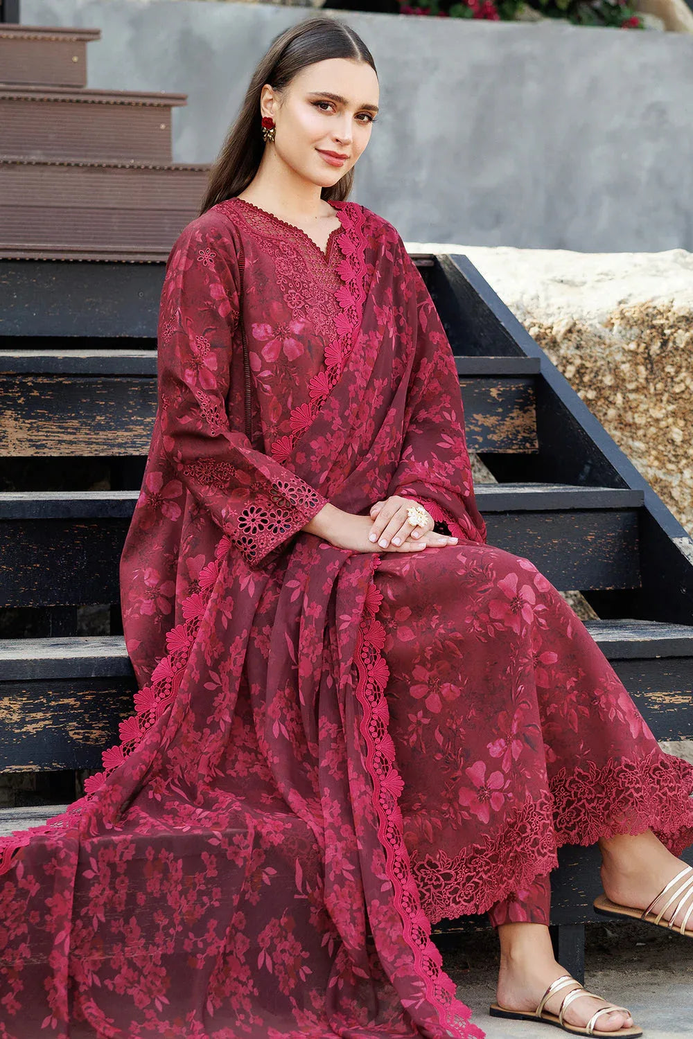 Farasha | Printed Essentials | Merlot Muse - Rang-e-Khaas