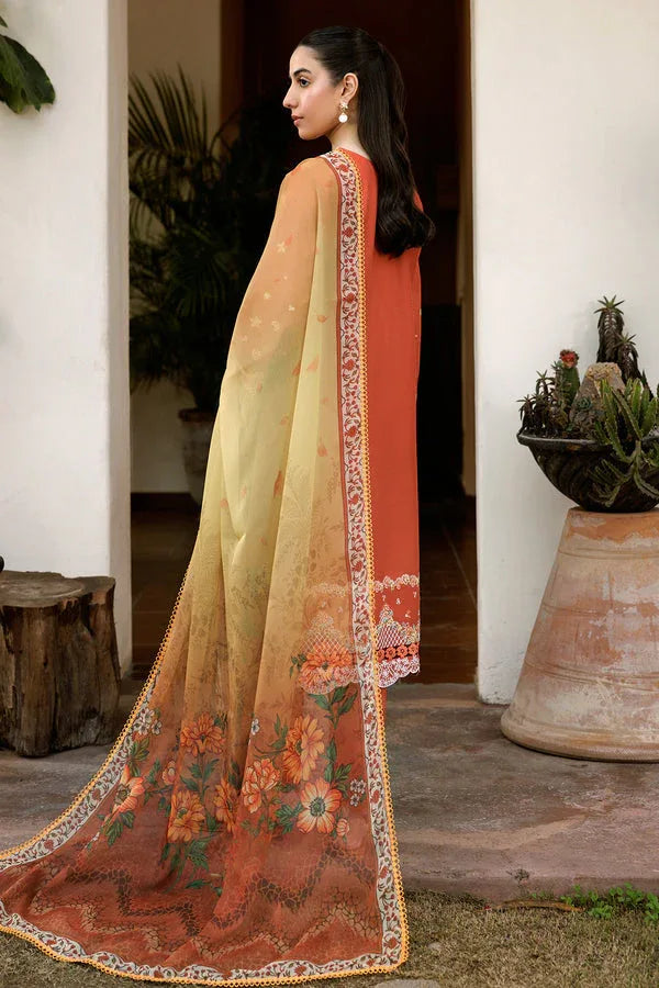 Farasha | Summer Weaves Embroidered Lawn | Orange Petal - Rang-e-Khaas