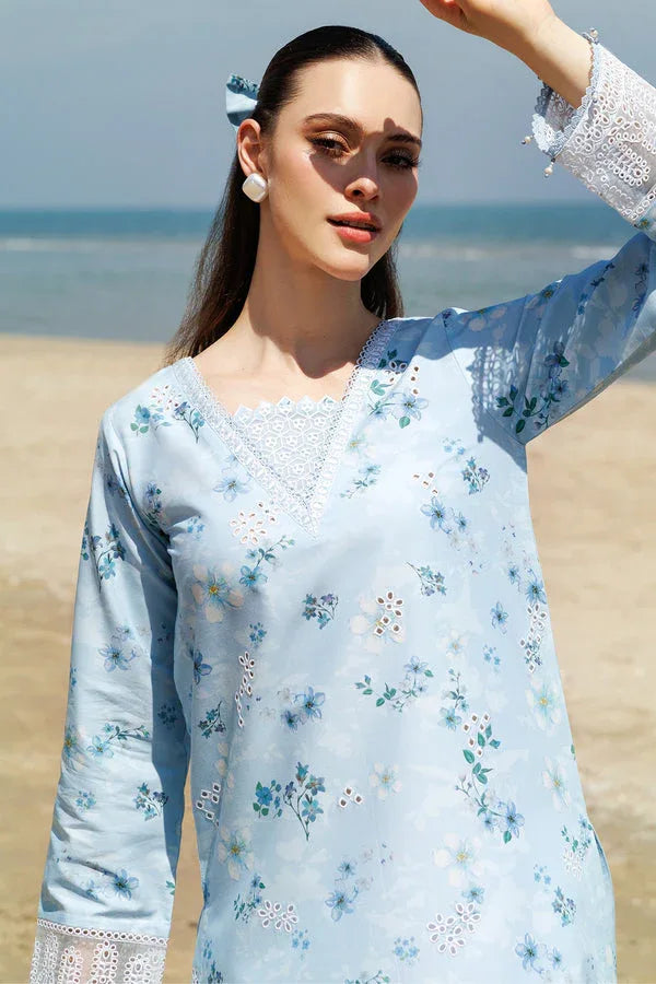 Farasha | Printed Essentials | Moonlit Blue - Rang-e-Khaas