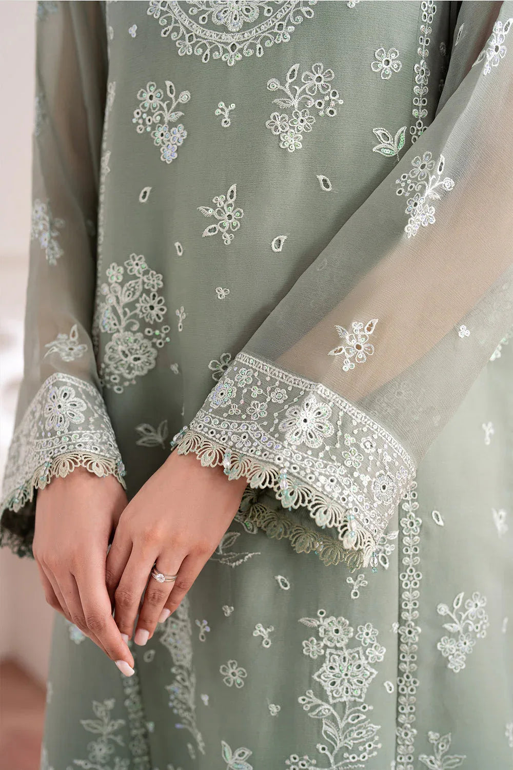 Farasha | Essence Formals 25 | Ash Green - Rang-e-Khaas