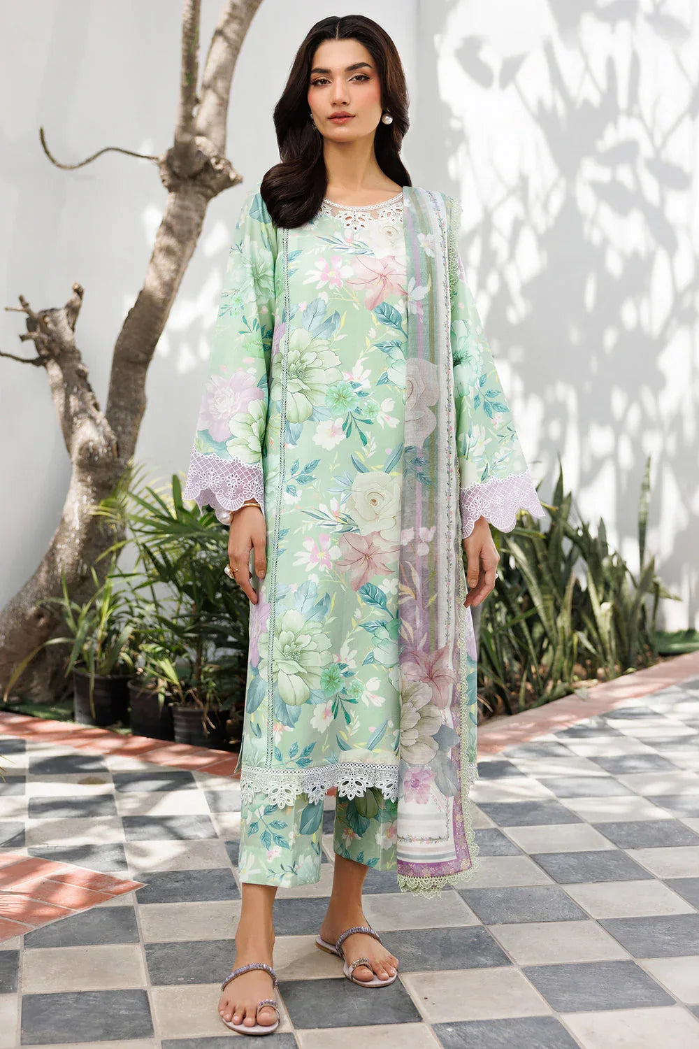 Farasha | Printed Essentials | Silken Sage - Rang-e-Khaas