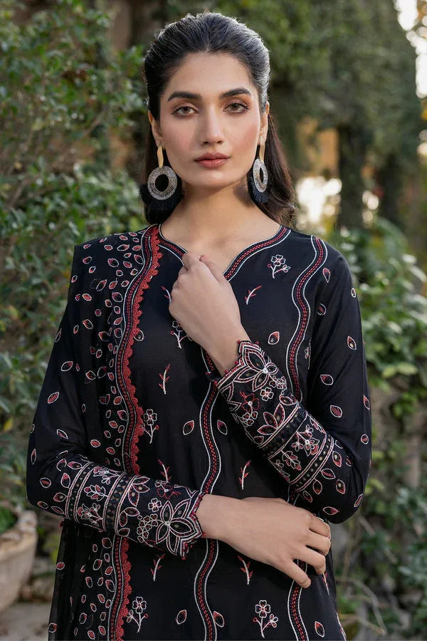 Farasha | Summer Weaves Embroidered Lawn | Black Rose - Rang-e-Khaas