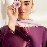 Farasha | Thread Lines Embroidered | Mauve Eclips