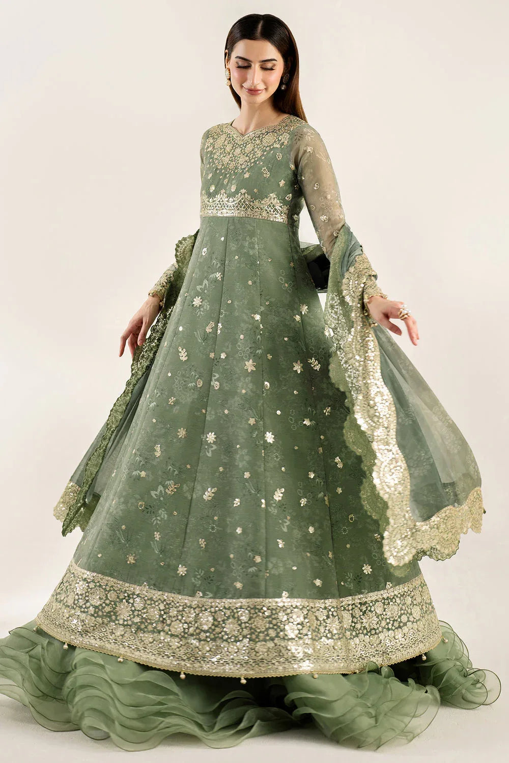 Farasha | Fiorella Formals | Olive Aura - Rang-e-Khaas