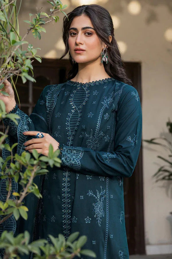 Farasha | Summer Weaves Embroidered Lawn | Teal Serenity - Rang-e-Khaas