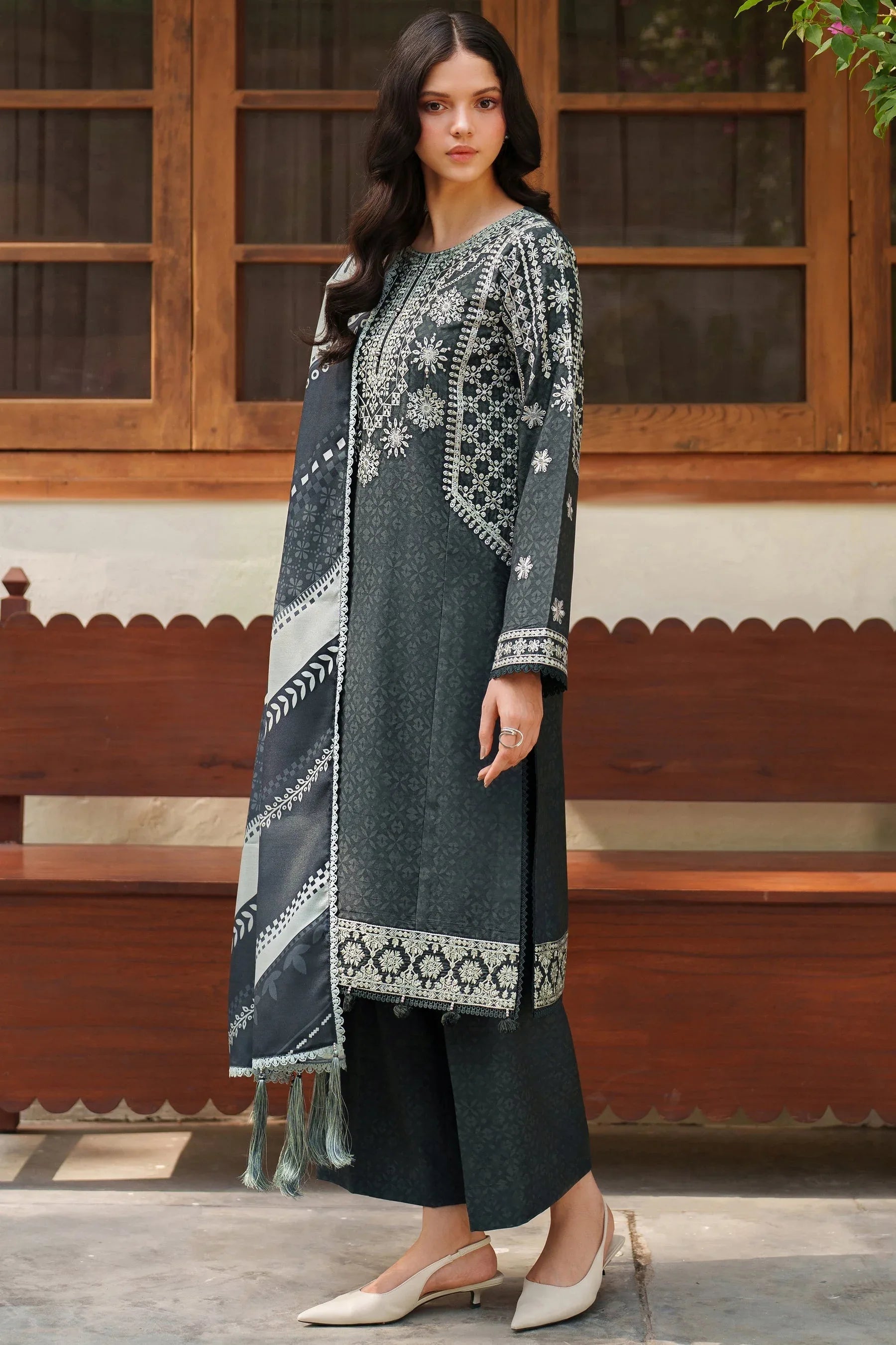 Farasha | Meline Premium Viscose 25 | Slate Gray - Rang-e-Khaas
