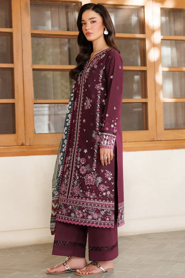 Farasha | Summer Weaves Embroidered Lawn | Burgandy Rush - Rang-e-Khaas