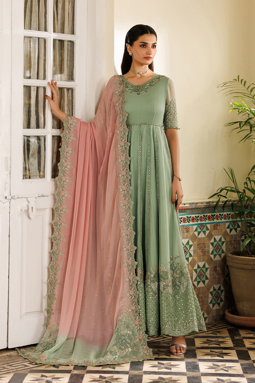 Iznik CC-99 Embroidered Chiffon