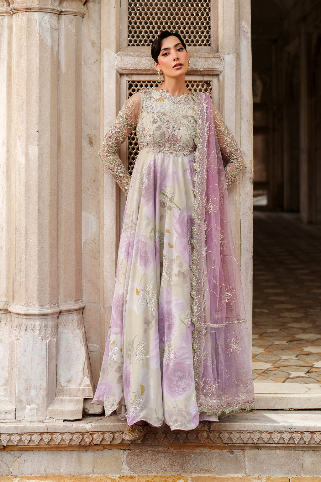Iznik UE-546 Embroidered Chiffon
