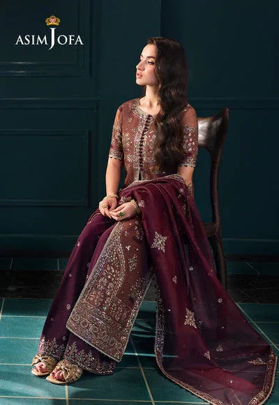 Asim Jofa | Lumiere Formals | AJLFC-08 EMBROIDERED JAVERIA NET - Rang-e-Khaas
