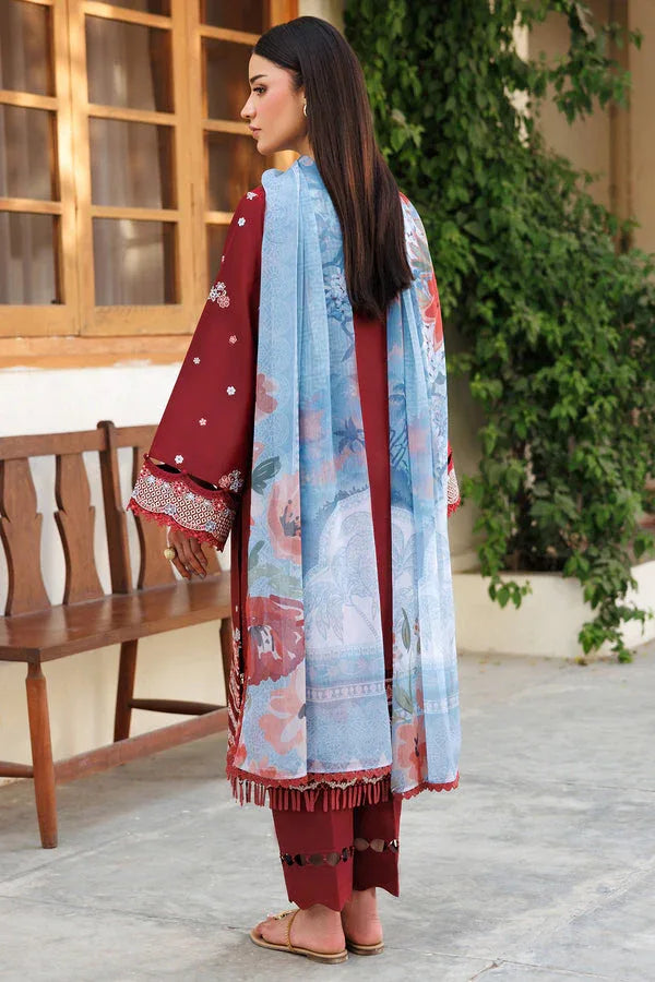 Farasha | Summer Weaves Embroidered Lawn | Crimson Glow - Rang-e-Khaas