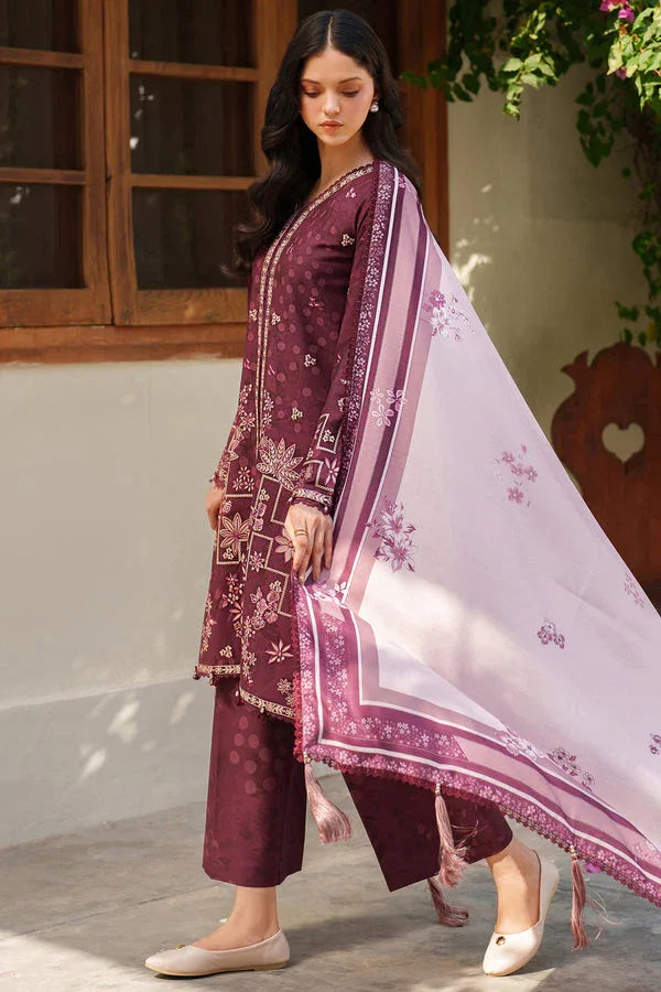 Farasha | Meline Premium Viscose 25 | Mauve Cream - Rang-e-Khaas