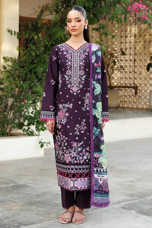 Farasha | Summer Weaves Embroidered Lawn | Plum Allure - Rang-e-Khaas