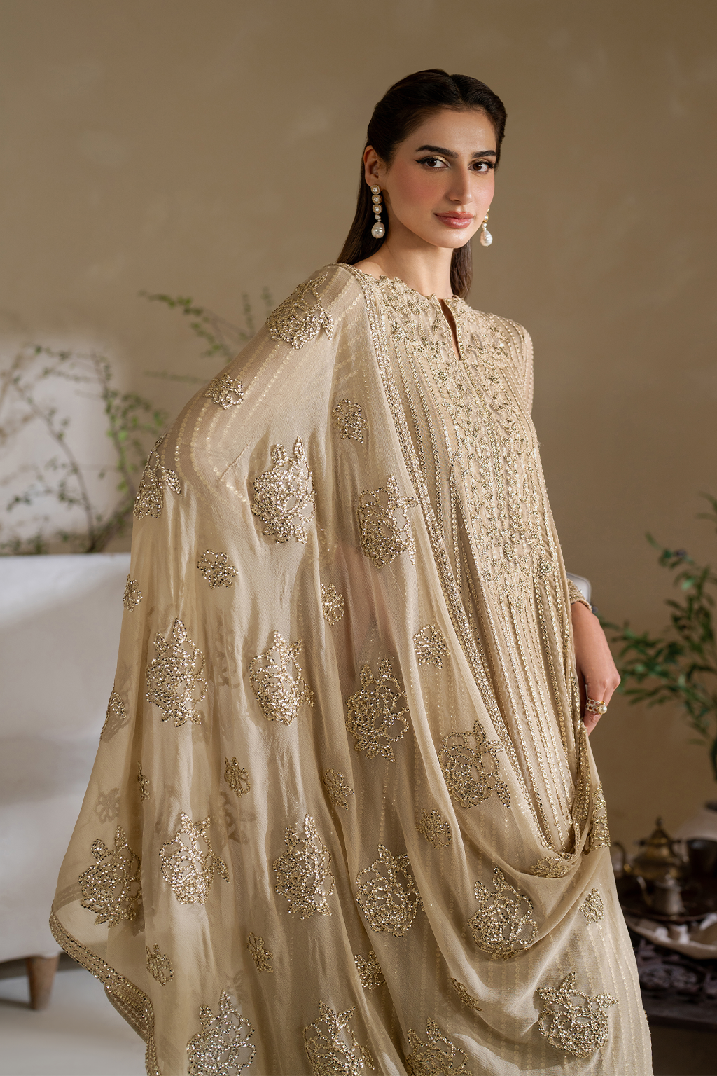 Iznik CC-58 Embroidered Chiffon