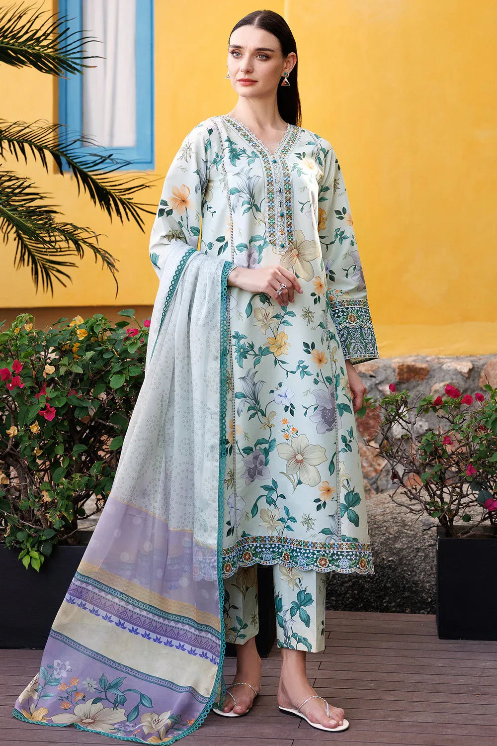 Farasha | Printed Essentials | Aqua Sparkle - Rang-e-Khaas