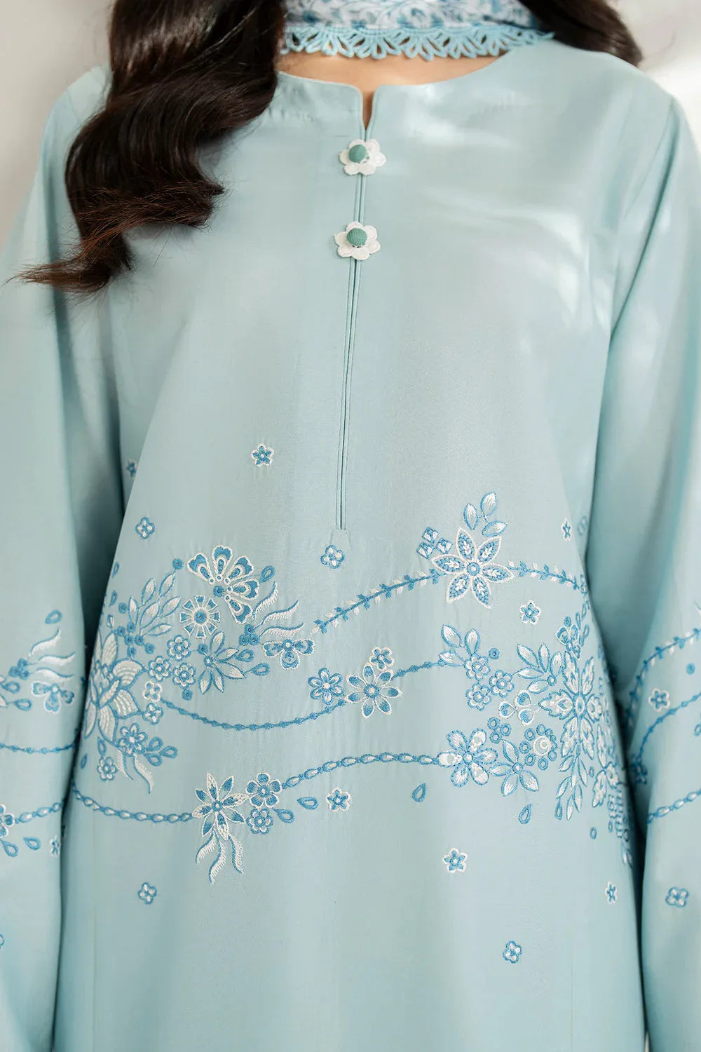 Farasha | Thread Lines Embroidered | Ash Mist - Rang-e-Khaas