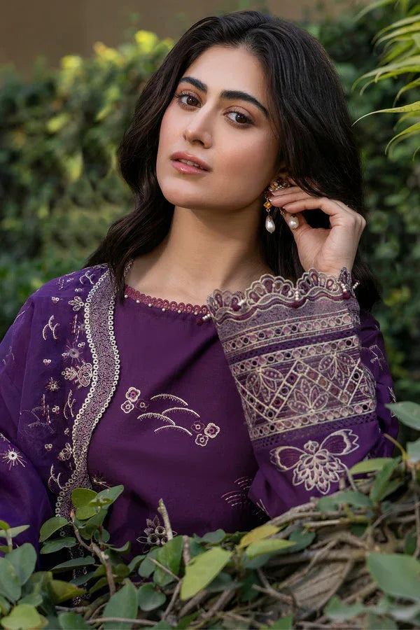 Farasha | Summer Weaves Embroidered Lawn | Raven Plum - Rang-e-Khaas