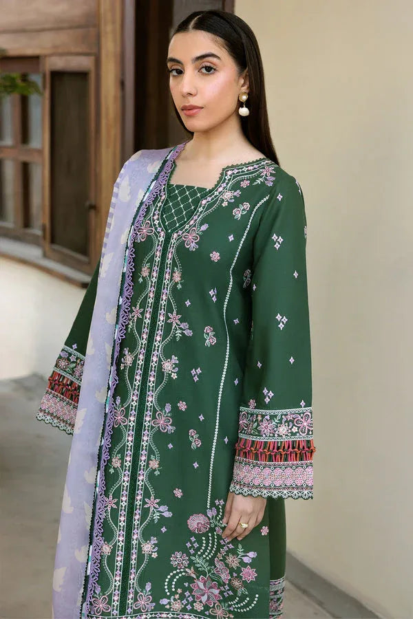 Farasha | Summer Weaves Embroidered Lawn | Emerald Eclips - Rang-e-Khaas