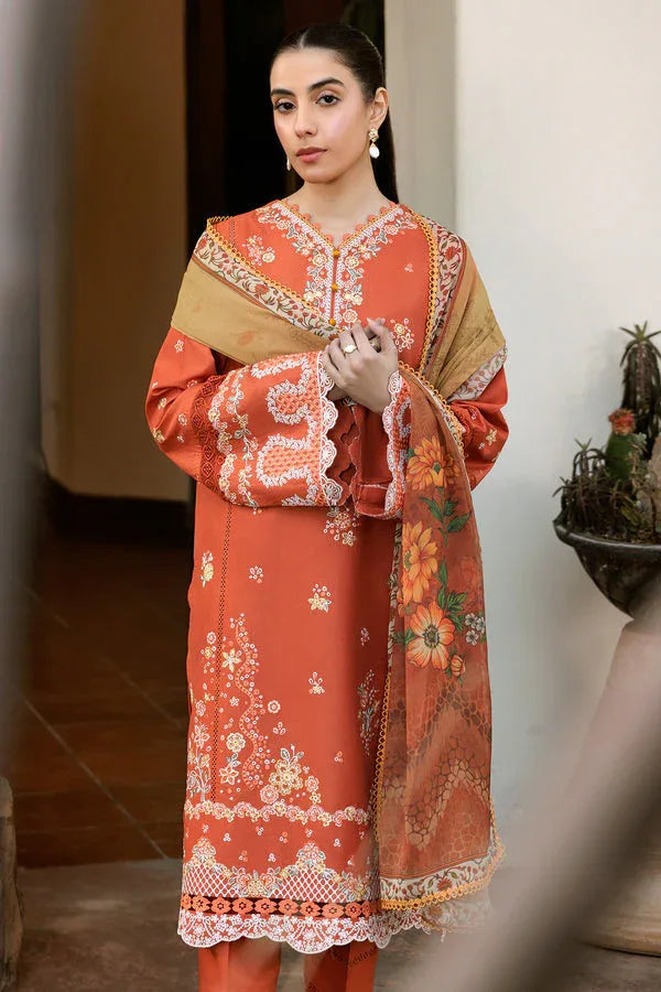 Farasha | Summer Weaves Embroidered Lawn | Orange Petal - Rang-e-Khaas