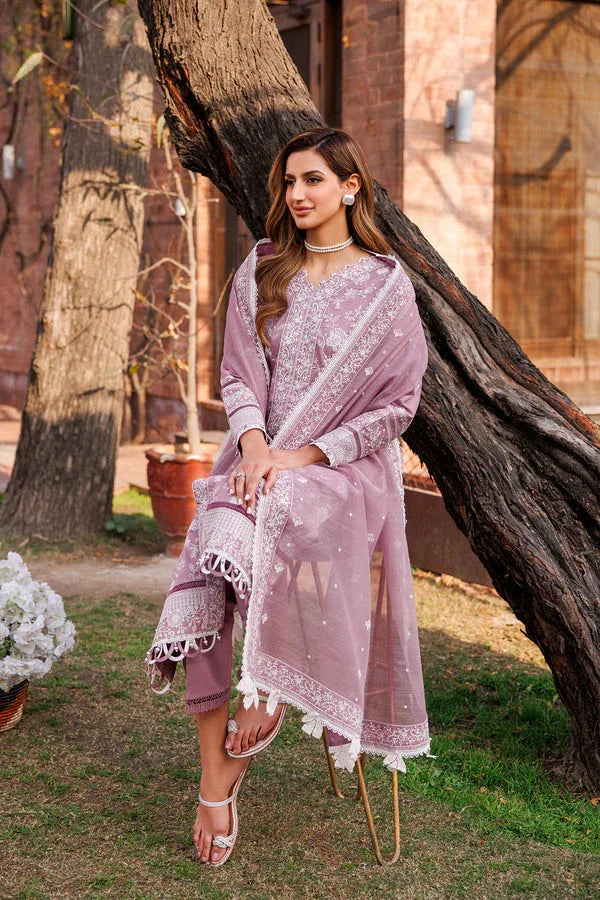 Farasha | Dastoor Embroidered Lawn SS24 | DAINTY LILAC - Rang-e-Khaas