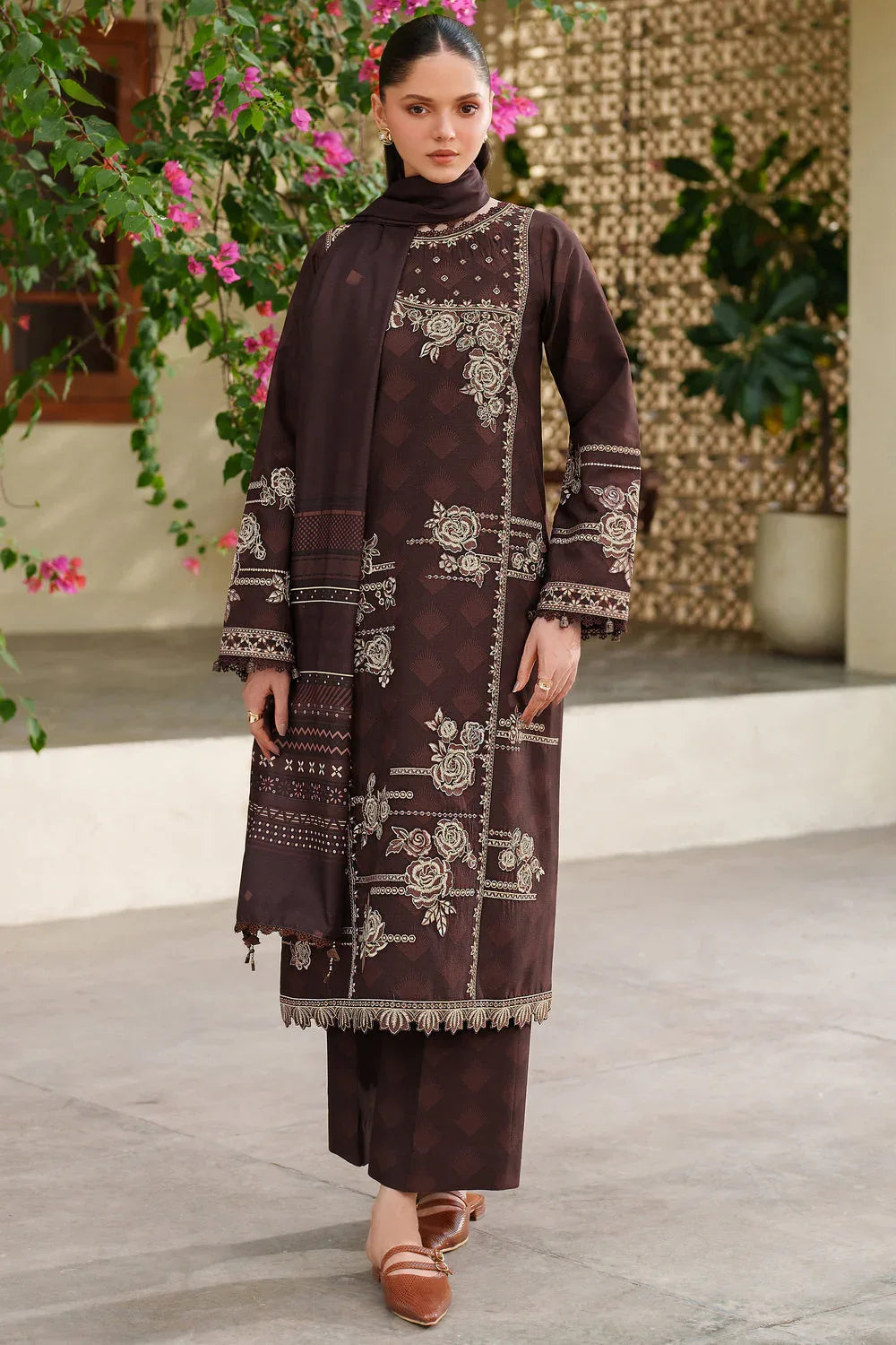 Farasha | Meline Premium Viscose 25 | Autumn Rose - Rang-e-Khaas