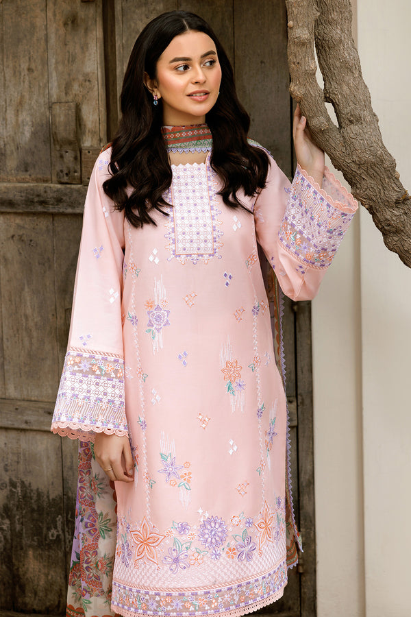Farasha | Summer Weaves Embroidered Lawn | Coral Peach - Rang-e-Khaas