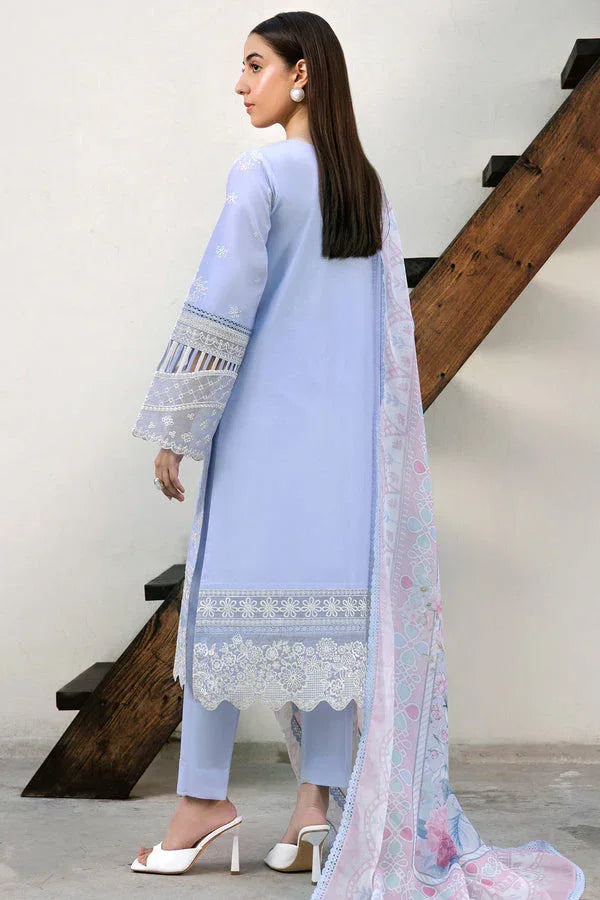 Farasha | Summer Weaves Embroidered Lawn | Serene Blue - Rang-e-Khaas